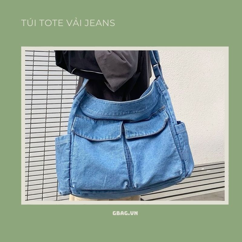 Túi tote đeo chéo từ Tạp dề jean cũ