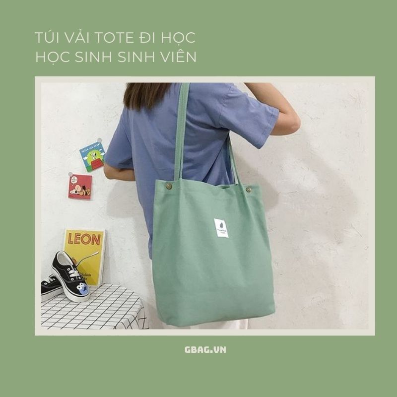 Túi tote vải canvas đi học cho học sinh - sinh viên nữ đẹp